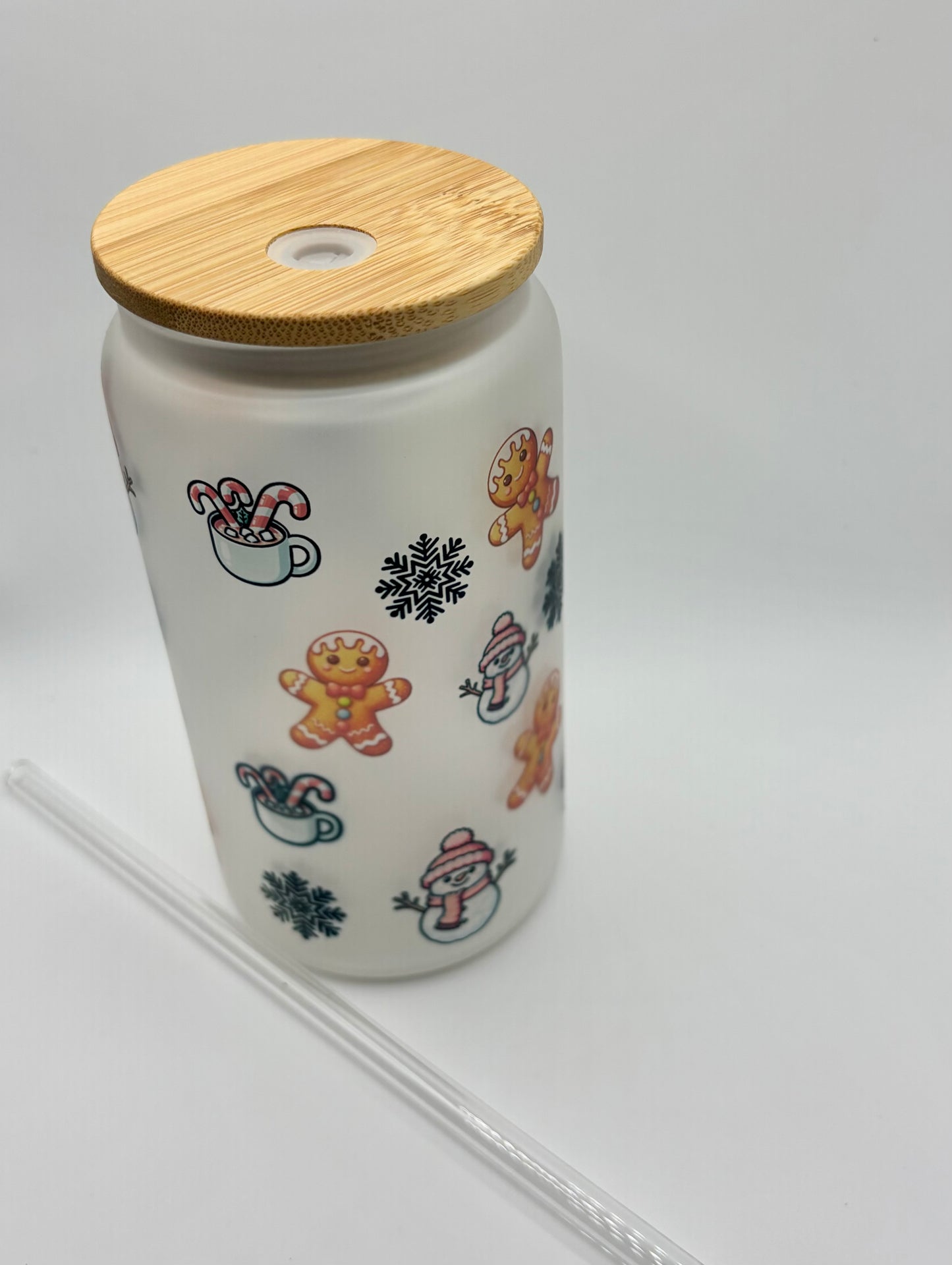 Festive AF - Glass tumbler with straw and bamboo lid