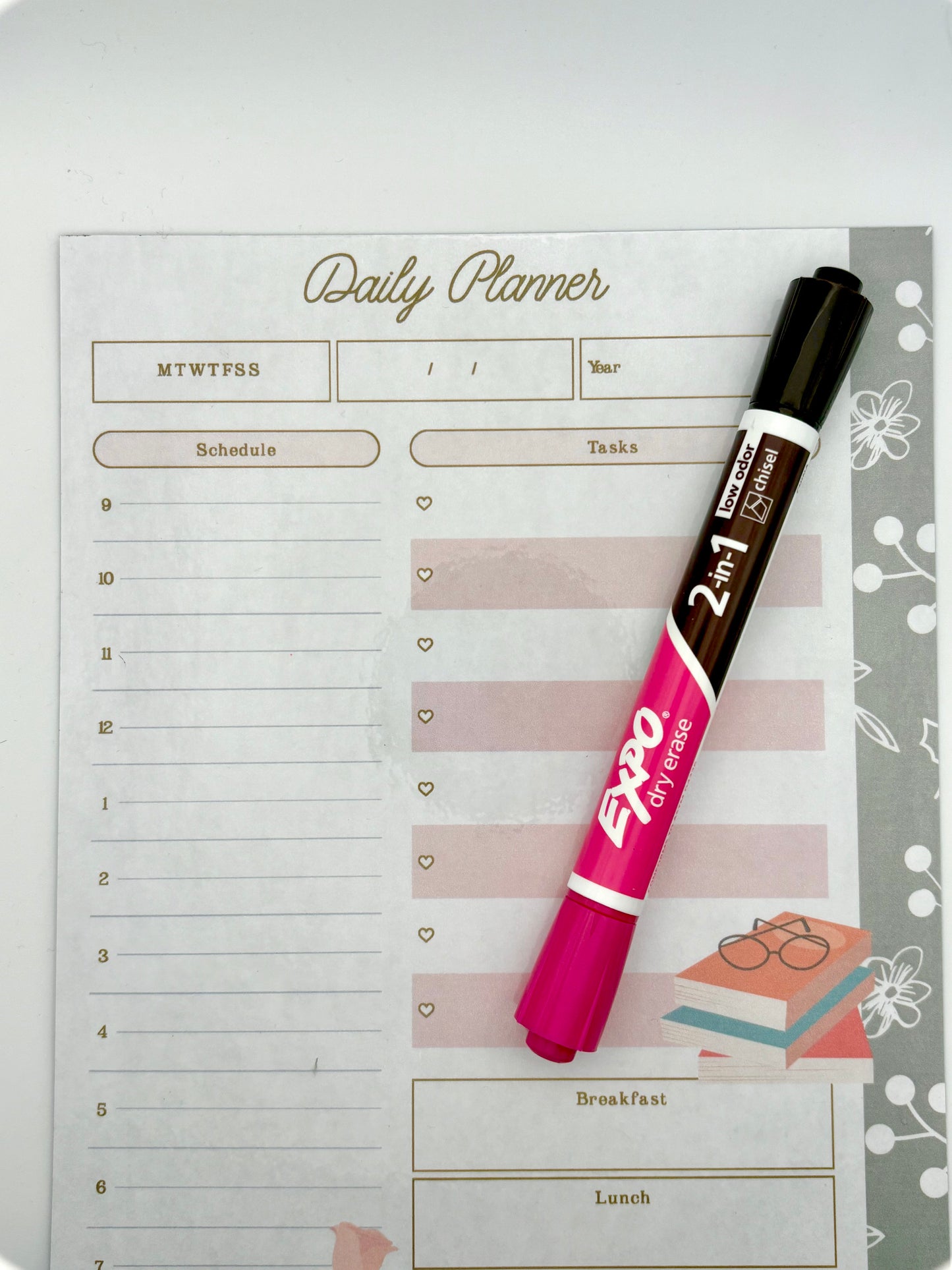 Magnetic Dry Erase Daily Planner | Meal & Task Organizer | Reusable Fridge Calendar