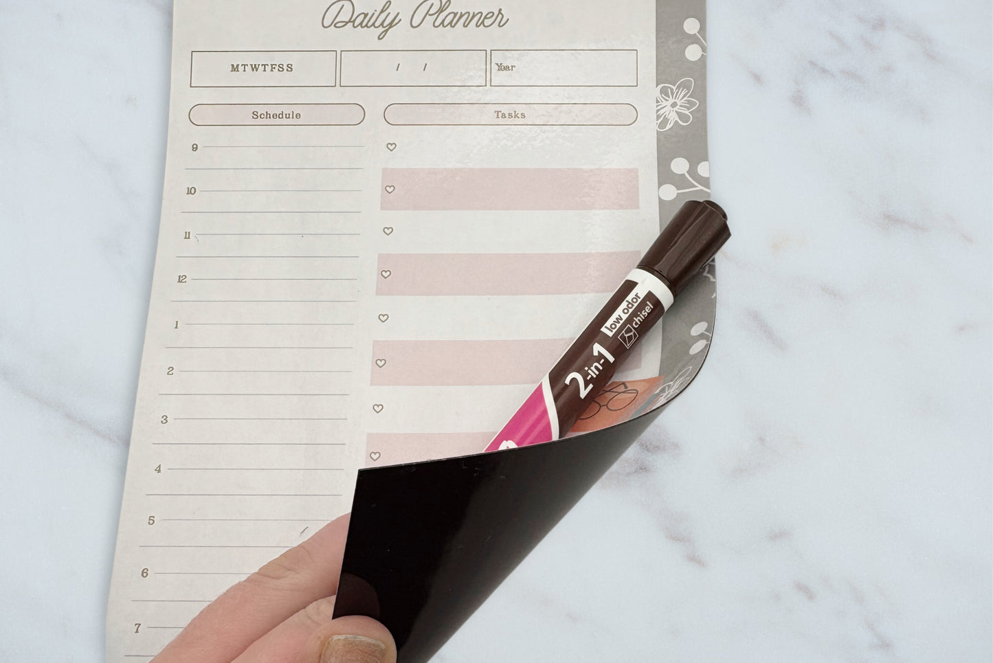 Magnetic Dry Erase Daily Planner | Meal & Task Organizer | Reusable Fridge Calendar