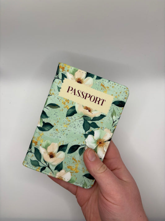 Floral Passport Cover – Mint Green