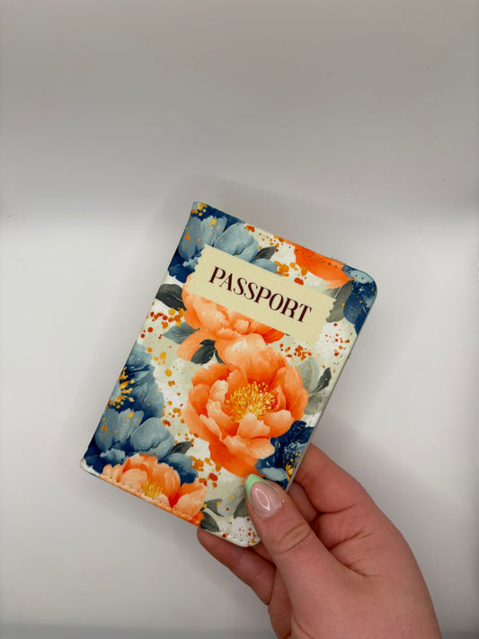 Orange and Blue Floral - Passport Cover