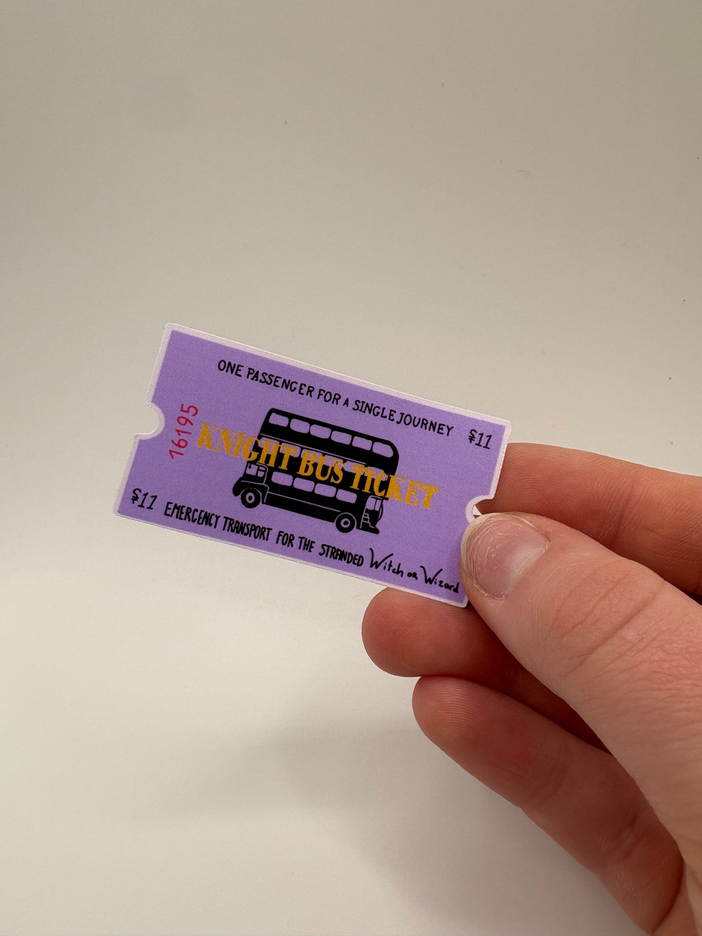 Knight Bus Ticket Sticker | Weatherproof & Durable | Harry Potter-Inspired Magic Travel Pass