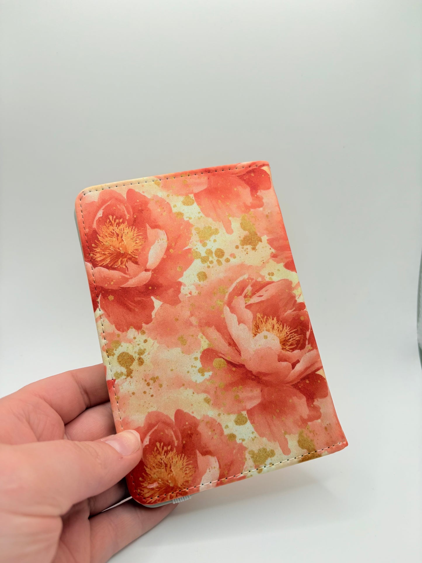 Watercolour Floral Passport Cover – Coral Peony Travel Wallet