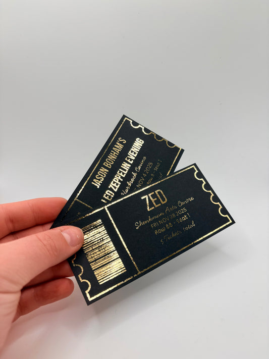 Custom Foiled Tickets – Personalized Keepsake Tickets for Special Events