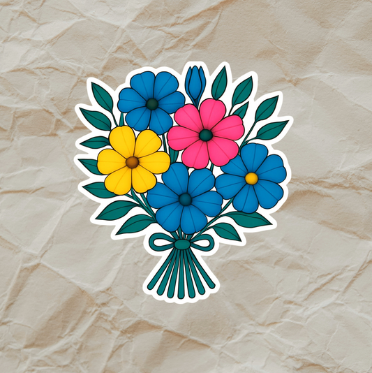 Pansexual Pride Flower Bouquet Sticker | Weatherproof LGBTQ+ Decal