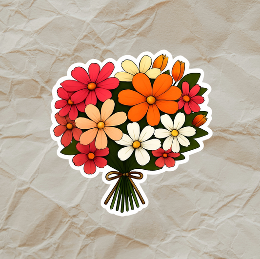 Subtle Lesbian Pride Flower Bouquet Sticker | Weatherproof Sticker