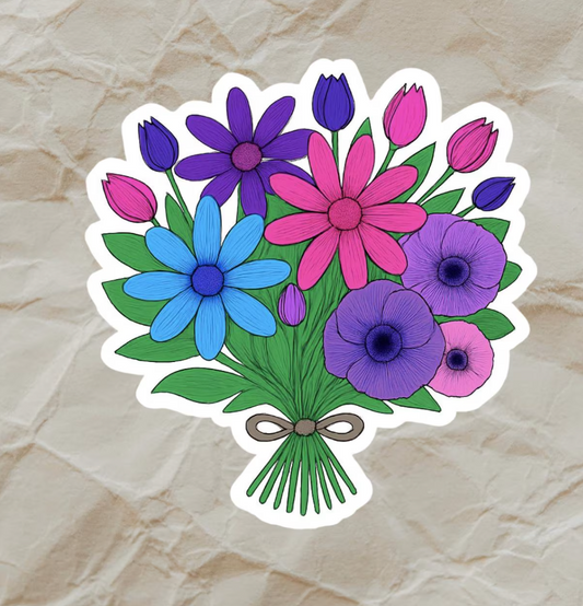 Bisexual Pride Flower Bouquet Sticker