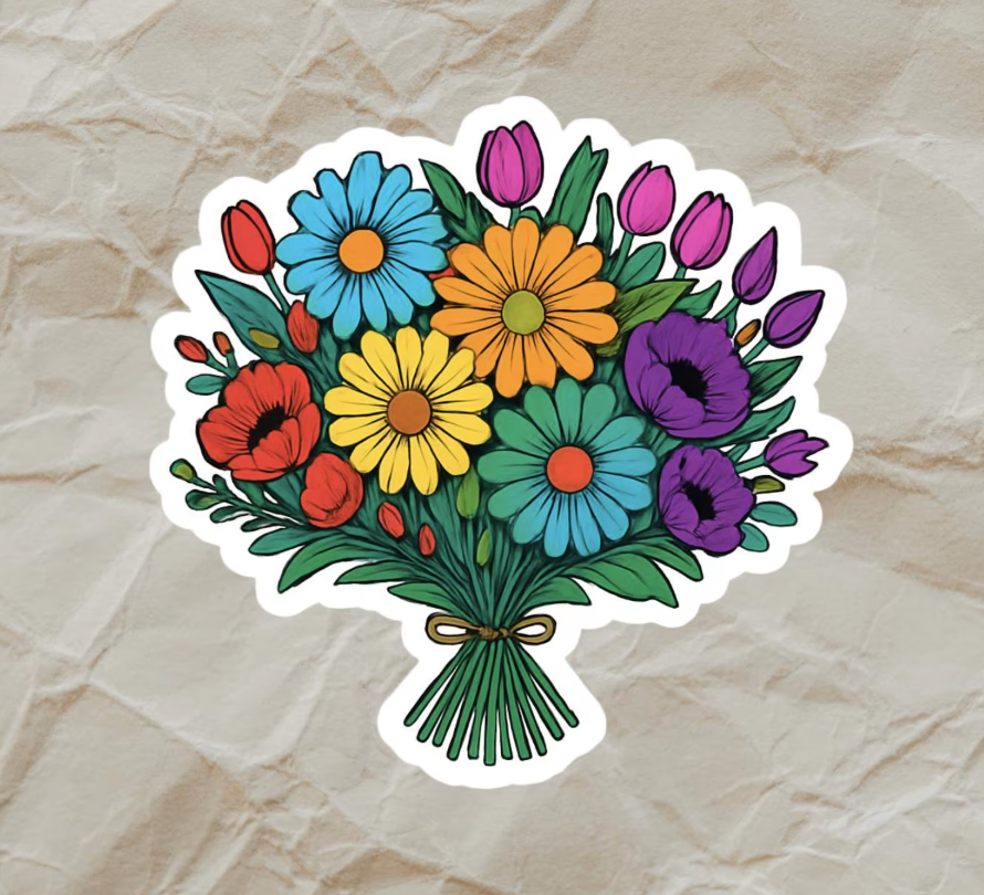 Subtle Pride Floral Bouquet Sticker – Weatherproof & Vibrant